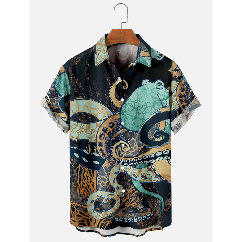 Polyester Octopus Tentacles Hawaiian Style Shirt / S