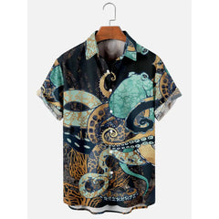 Polyester Octopus Tentacles Hawaiian Style Shirt / S