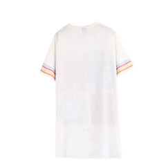 Polyester Oversize Short Sleeves Tee Dress for Women White