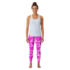 Polyester Pink Heart Sports Ankle Legging