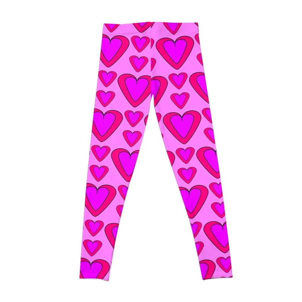 Polyester Pink Heart Sports Ankle Legging