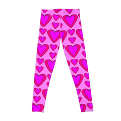 Polyester Pink Heart Sports Ankle Legging