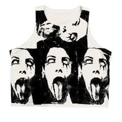 Polyester Printed Y2K Tank Crop Top White / L