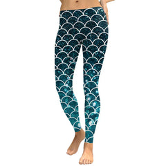 Polyester Spandex Fish Scale Leggings for Women S / Dark