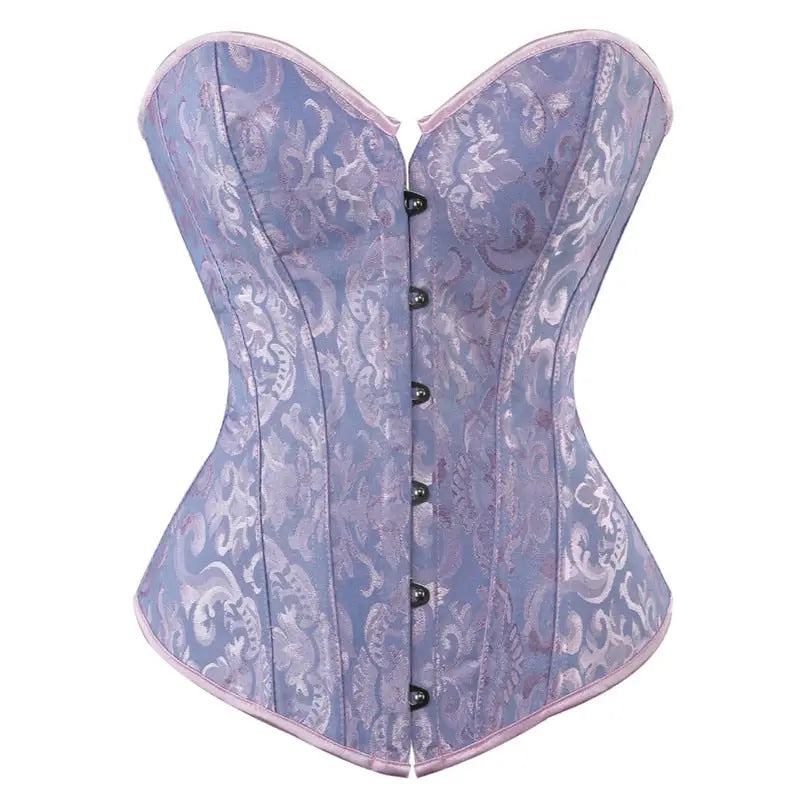 Polyester Spandex Overbust Lingerie Bridal Corset Blue / XL