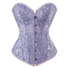 Polyester Spandex Overbust Lingerie Bridal Corset Blue / XL