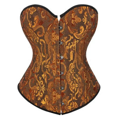 Polyester Spandex Overbust Lingerie Bridal Corset Brown / XL