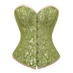 Polyester Spandex Overbust Lingerie Bridal Corset Green / XL