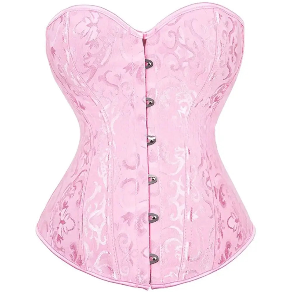 Polyester Spandex Overbust Lingerie Bridal Corset Pink / XL