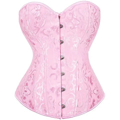 Polyester Spandex Overbust Lingerie Bridal Corset Pink / XL
