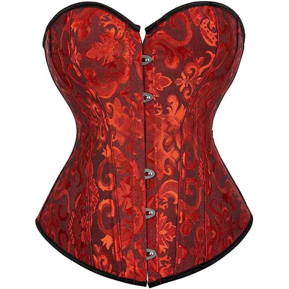 Polyester Spandex Overbust Lingerie Bridal Corset Red / XL
