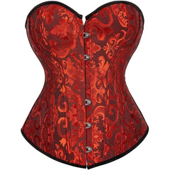 Polyester Spandex Overbust Lingerie Bridal Corset Red / XL