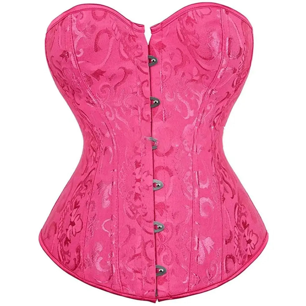 Polyester Spandex Overbust Lingerie Bridal Corset Rose / XL
