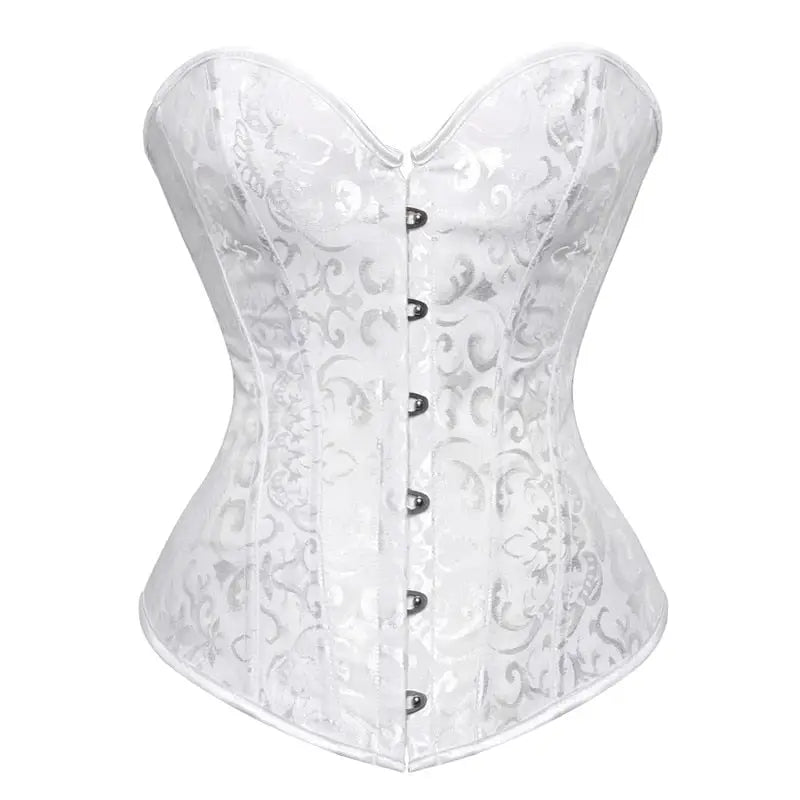Polyester Spandex Overbust Lingerie Bridal Corset White / XL