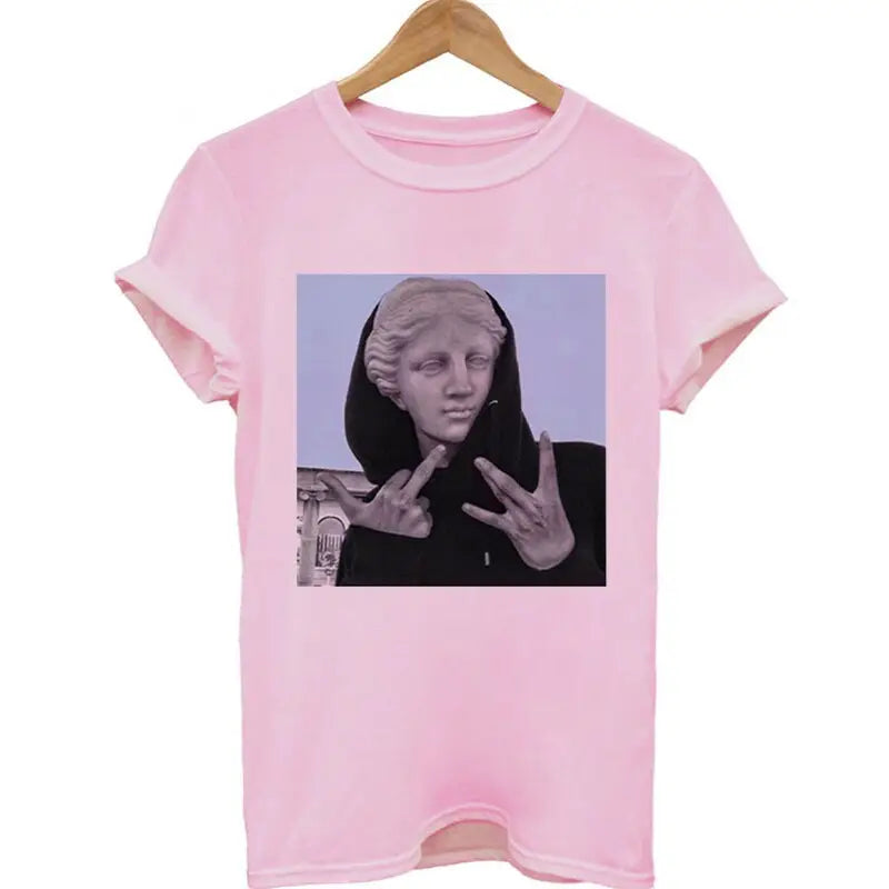 Polyester T-Shirt David Michelangelo Vaporwave Pink Print