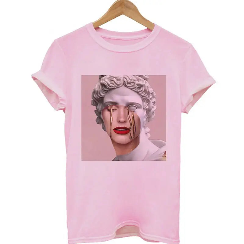 Polyester T-Shirt David Michelangelo Vaporwave Pink Print