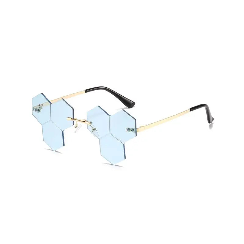Polygon Irregular Retro Sunglasses Rimless - Blue / One Size