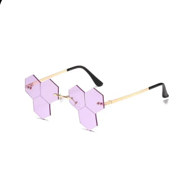 Polygon Irregular Retro Sunglasses Rimless - Light Purple
