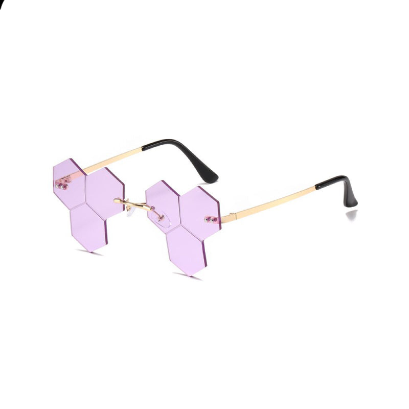 Polygon Irregular Retro Sunglasses Rimless - Light Purple /