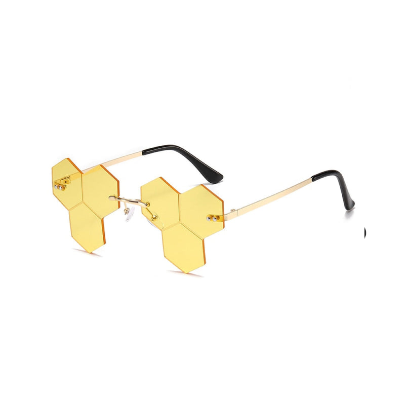 Polygon Irregular Retro Sunglasses Rimless - Yellow / One