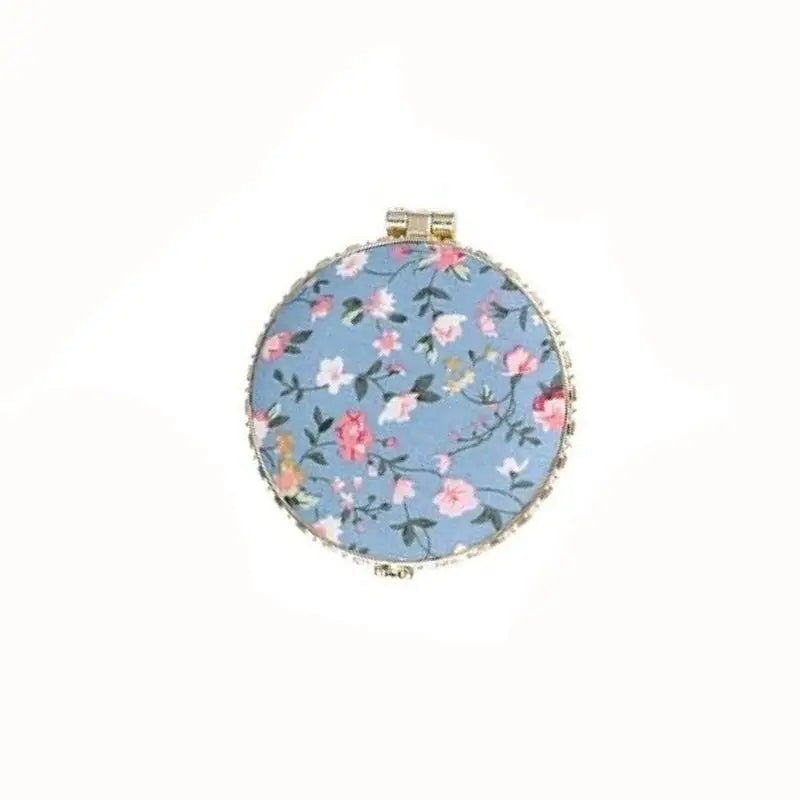 Portable Two-side Compact Pocket Floral Mirror - Blue Circle