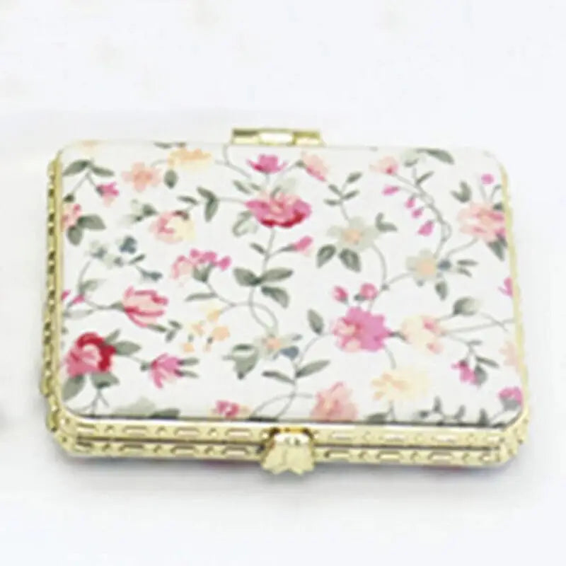 Portable Two-side Compact Pocket Floral Mirror - White