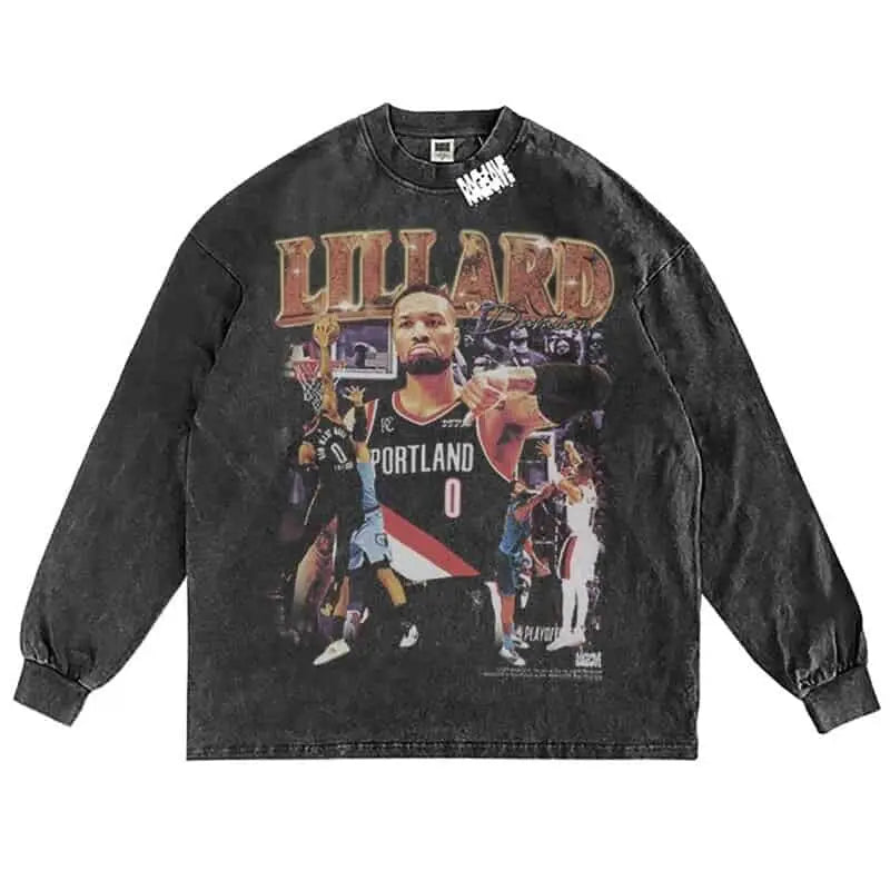 Portrait Lillard Faded Sweatshirt - Gray / S - SWEATSHIRT