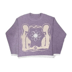 Portrait Magic Ritual Knitted Oversized Sweaters - Purple