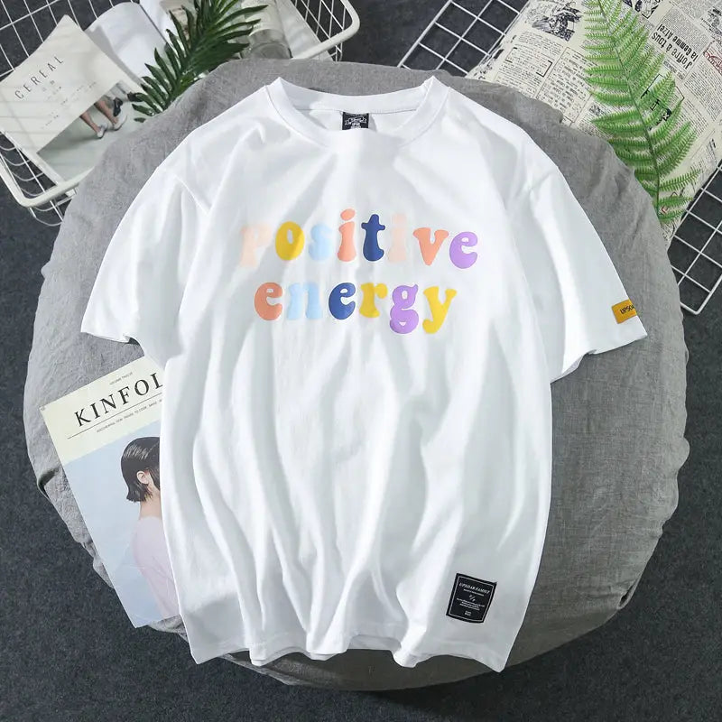 Positive Energy Short-Sleeved T-Shirt - White / S - Shirts