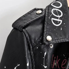 Print Letters Soft Leather Jackets