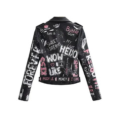 Print Letters Soft Leather Jackets