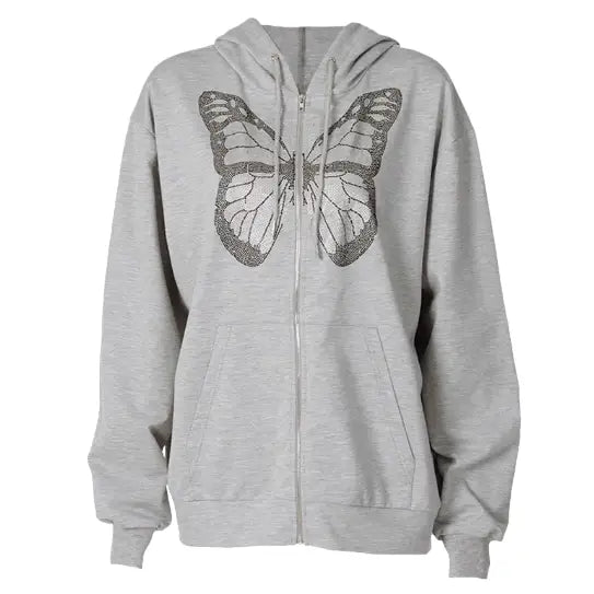 Printed Butterfly Long Sleeves Hoodies