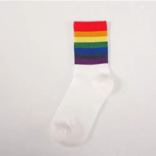 Printed Cotton Socks - Rainbow D / One Size