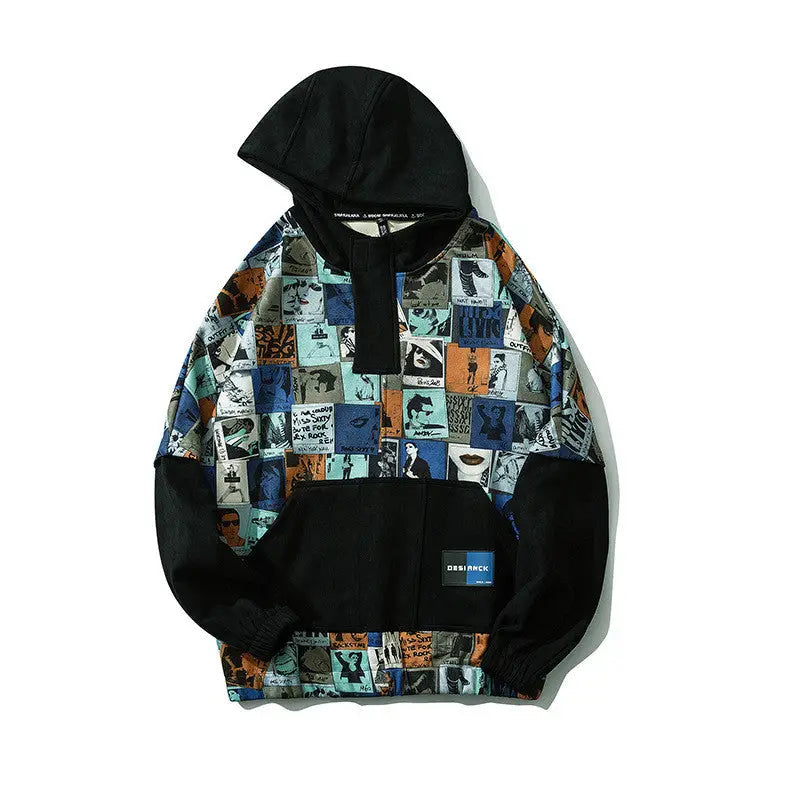 Printed Desianck Two-Piece Hoodie with Cat Design Blue / M