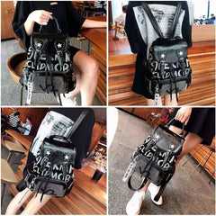 Printed Letters Dark Backpack