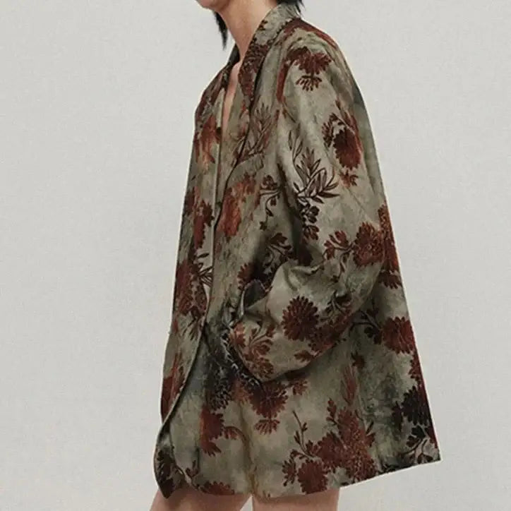 Printed Loose-Fit Full Sleeve Blazer