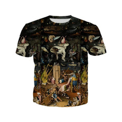 Printed Round Neck Short Sleeve T Shirt Ear Whale / S