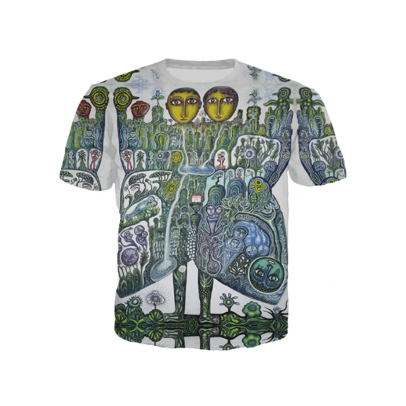 Printed Round Neck Short Sleeve T Shirt Green Alien / S