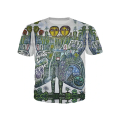 Printed Round Neck Short Sleeve T Shirt Green Alien / S