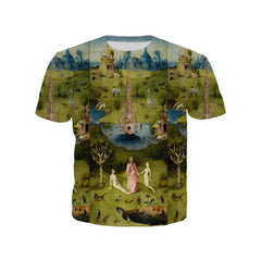 Printed Round Neck Short Sleeve T Shirt Green / S