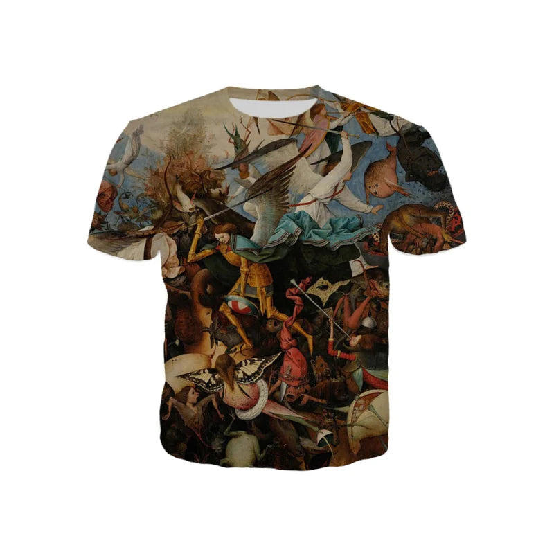 Printed Round Neck Short Sleeve T Shirt Water People / S