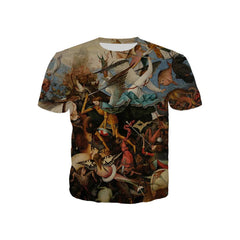 Printed Round Neck Short Sleeve T Shirt Water People / S