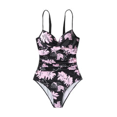 Printed Sling One Piece Swimsuit Polyester 26 Inches Waist