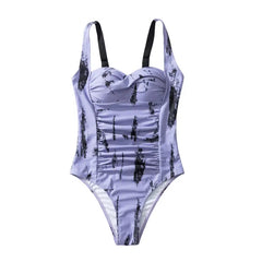 Printed Sling One Piece Swimsuit Polyester 26 Inches Waist