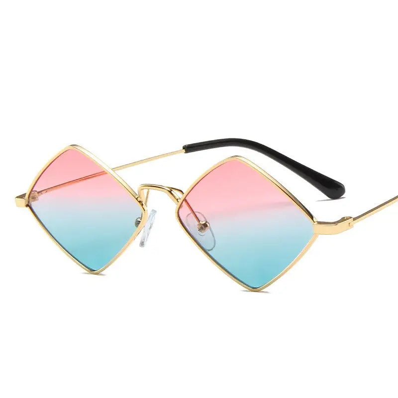 Prismatic Retro Square Sunglasses - Pink-Blue / One Size