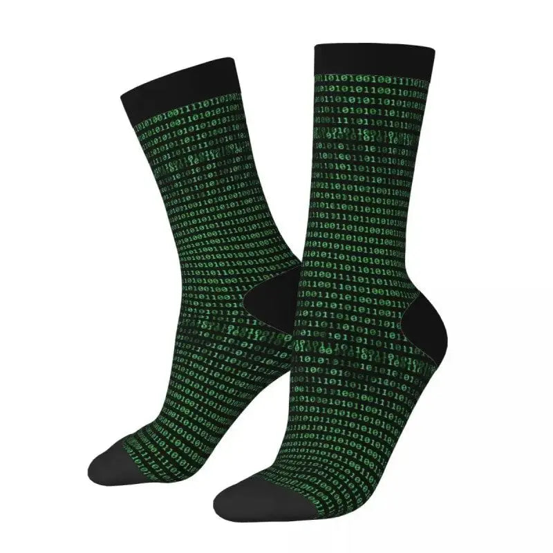 Programming Code Geek Middle Socks - Black - Green