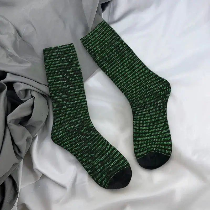 Programming Code Geek Middle Socks for Everyday Wear Green