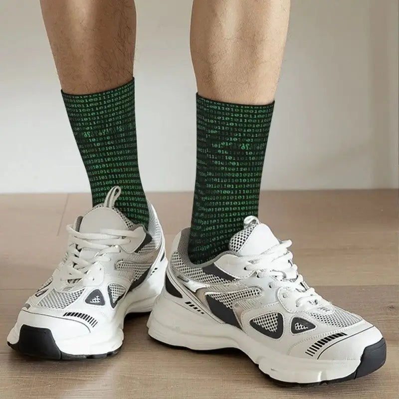 Programming Code Geek Middle Socks for Everyday Wear Green