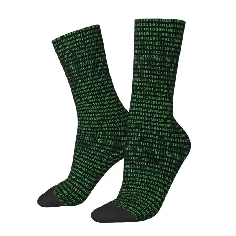 Programming Code Geek Middle Socks for Everyday Wear Green