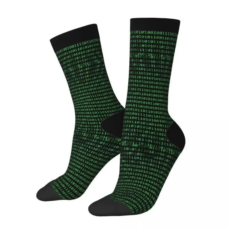 Programming Code Geek Middle Socks for Everyday Wear Green